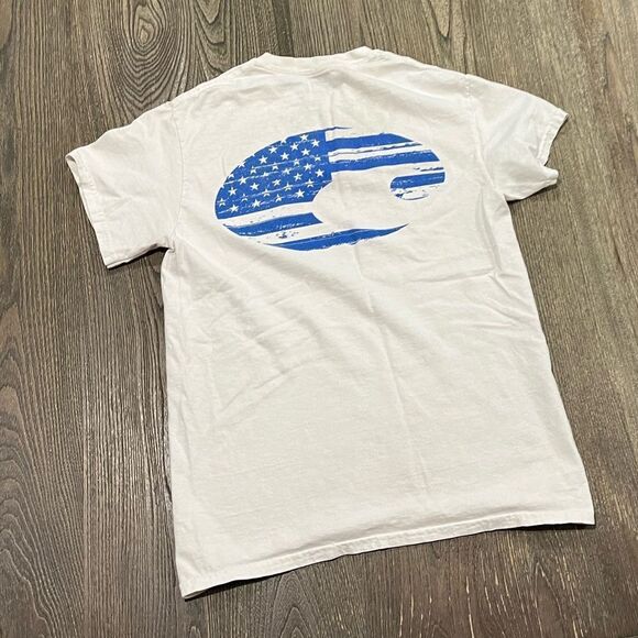 Costa Short Sleeve T-Shirt Logo Print Crew Neck Cotton Pullover White Small - Picture 4 of 5